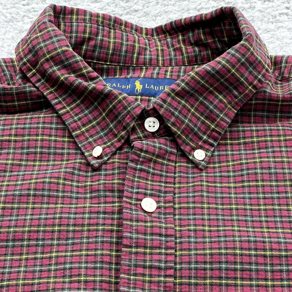 Polo Ralph Lauren‎ Mens Shirt Long Sleeve Button Down Size XXL 2XL Plaid Red
